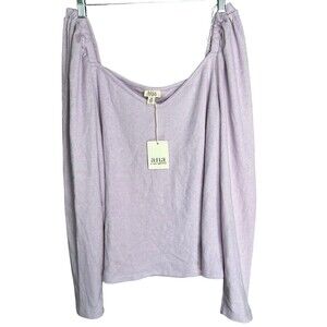 Ana A‎ New Approach Long Puff Sleeve Top Women's Tee Size 2X Lavender Frost